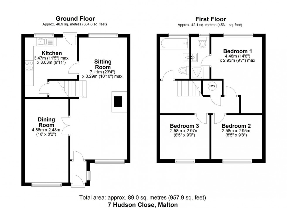 Floorplan for 7 Hudson Close, Malton, North Yorkshire YO17 7FJ