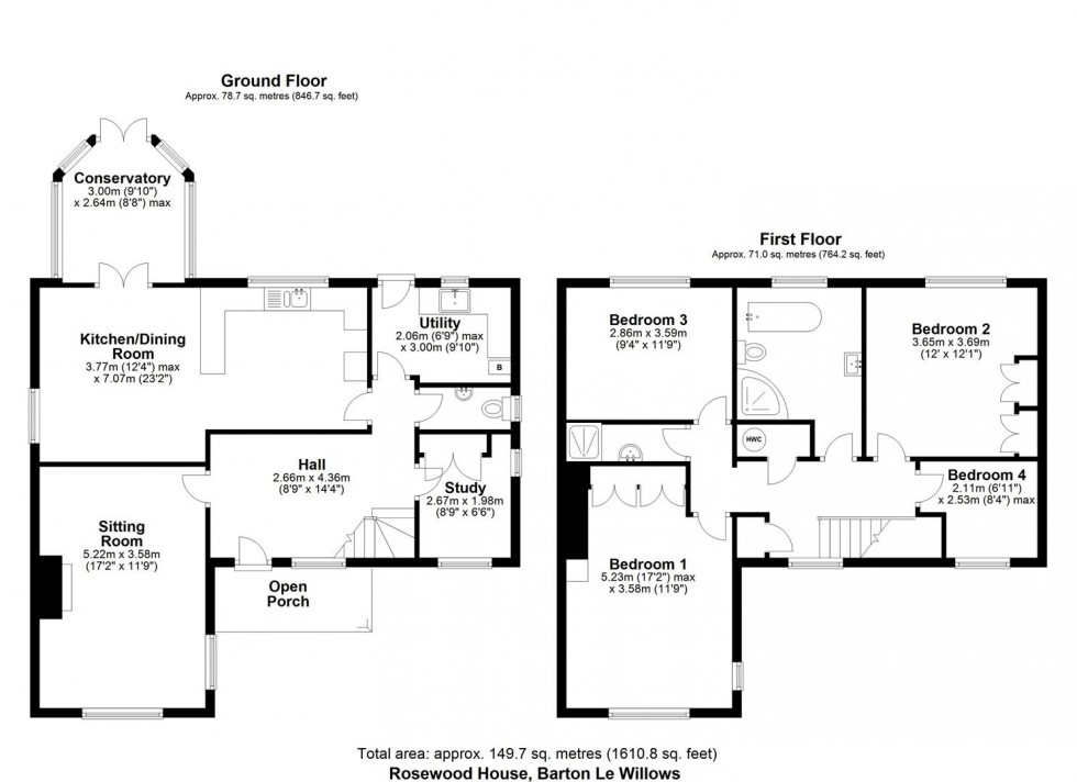 Floorplan for Rosewood House, Barton Le Willows, York, North Yorkshire YO60 7PD