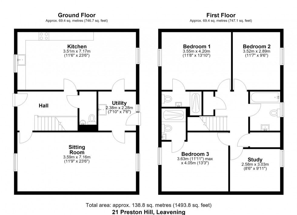 Floorplan for Preston Hill, Leavening, YO17