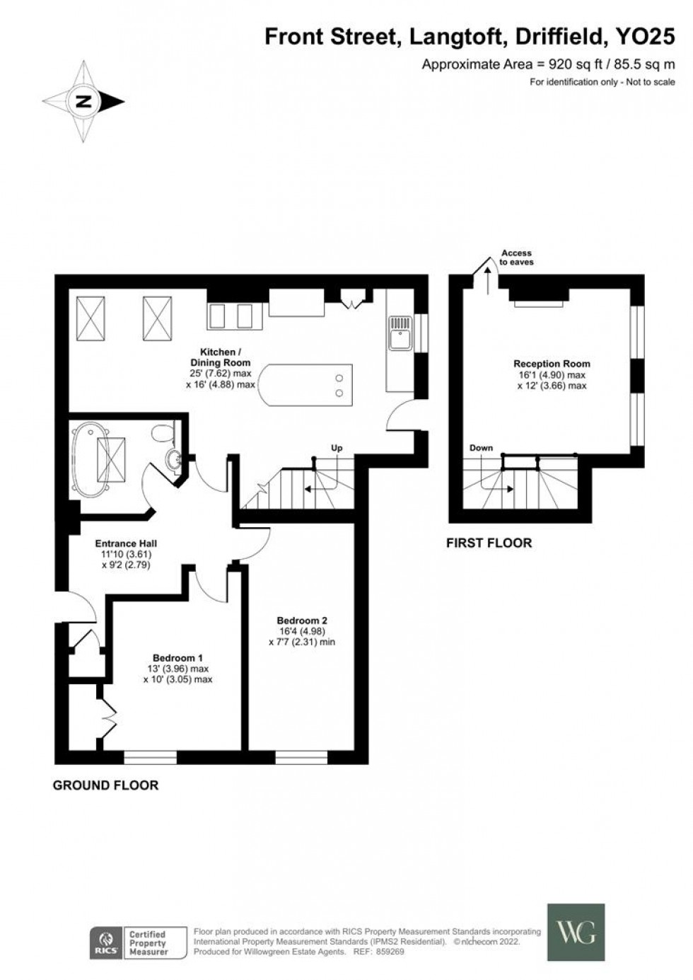 Floorplan for Wheelwrights Cottage, Front Street, Langtoft, Driffield, YO25 3TF