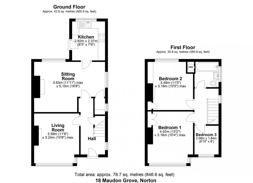Floorplan for 18 Maudon Grove, Norton, Malton, North Yorkshire YO17 8AH