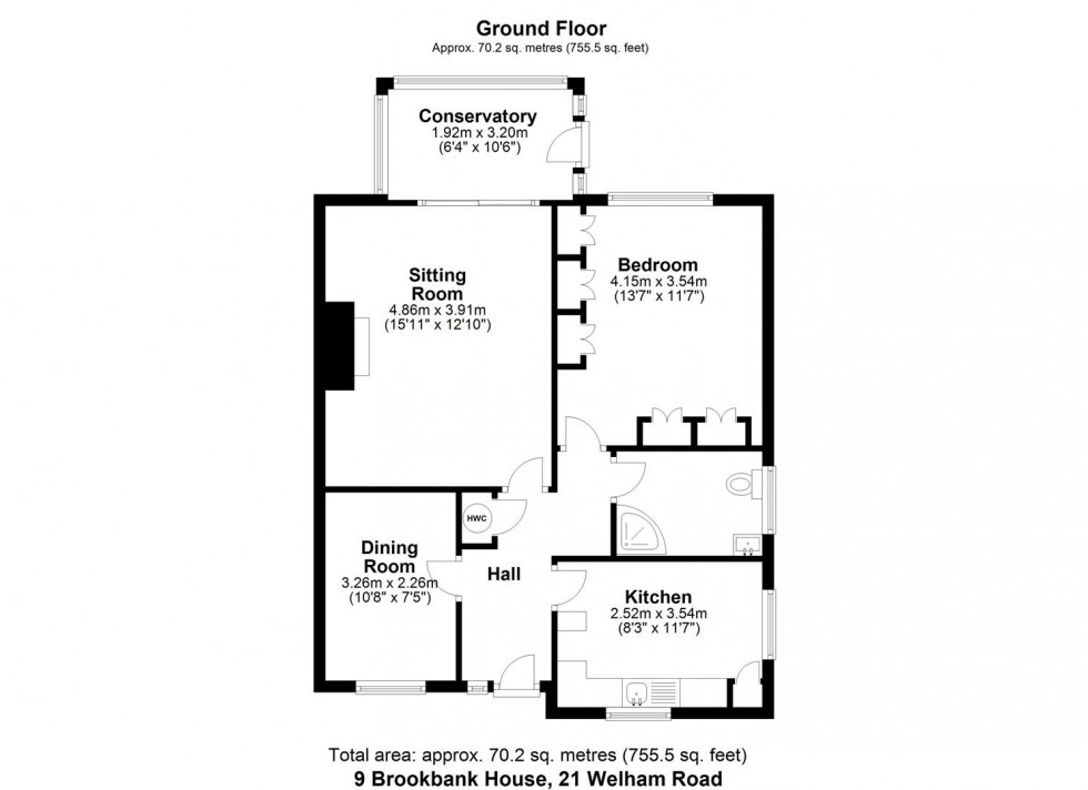 Floorplan for 9 Brookbank House, 21 Welham Road, Norton, Malton, North Yorkshire YO17 9DP