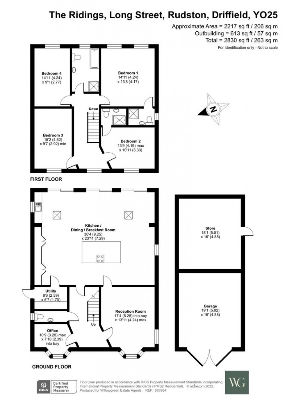 Floorplan for The Ridings, Long Street Rudston, Driffield, East Riding of Yorkshire, YO25 4UH