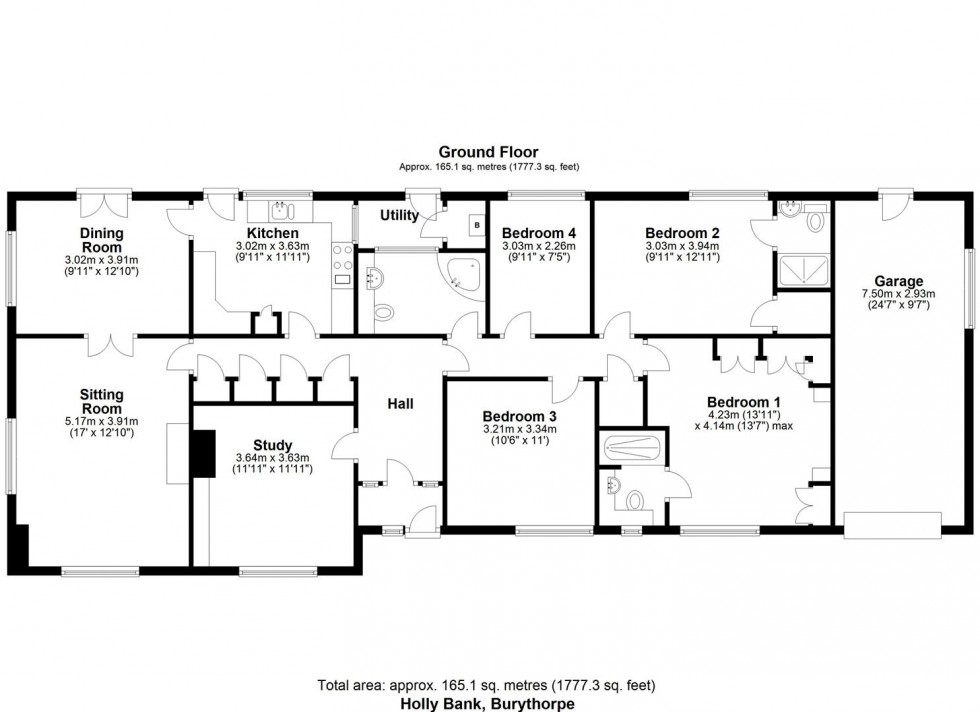 Floorplan for Hollybank, Burythorpe, Malton, North Yorkshire YO17 9LJ