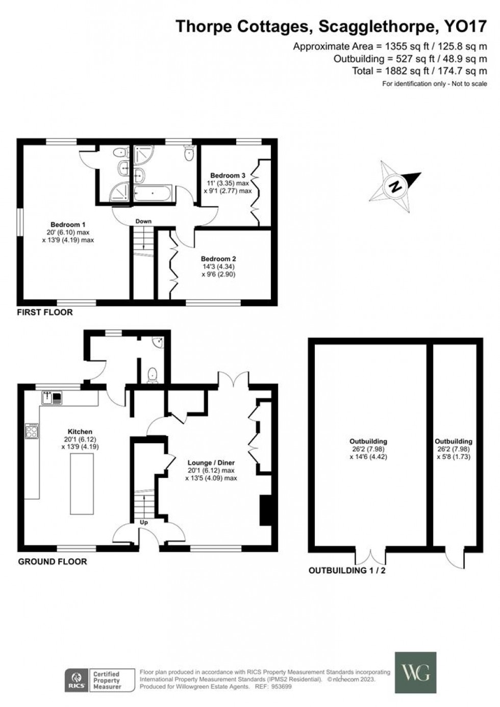 Floorplan for 1 Thorpe Cottages, Scagglethorpe, Malton, North Yorkshire, YO17 8ED