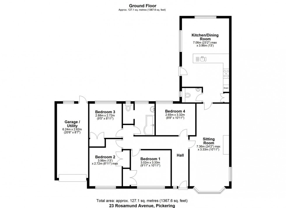 Floorplan for 23 Rosamund Avenue, Pickering, North Yorkshire YO18 7HF