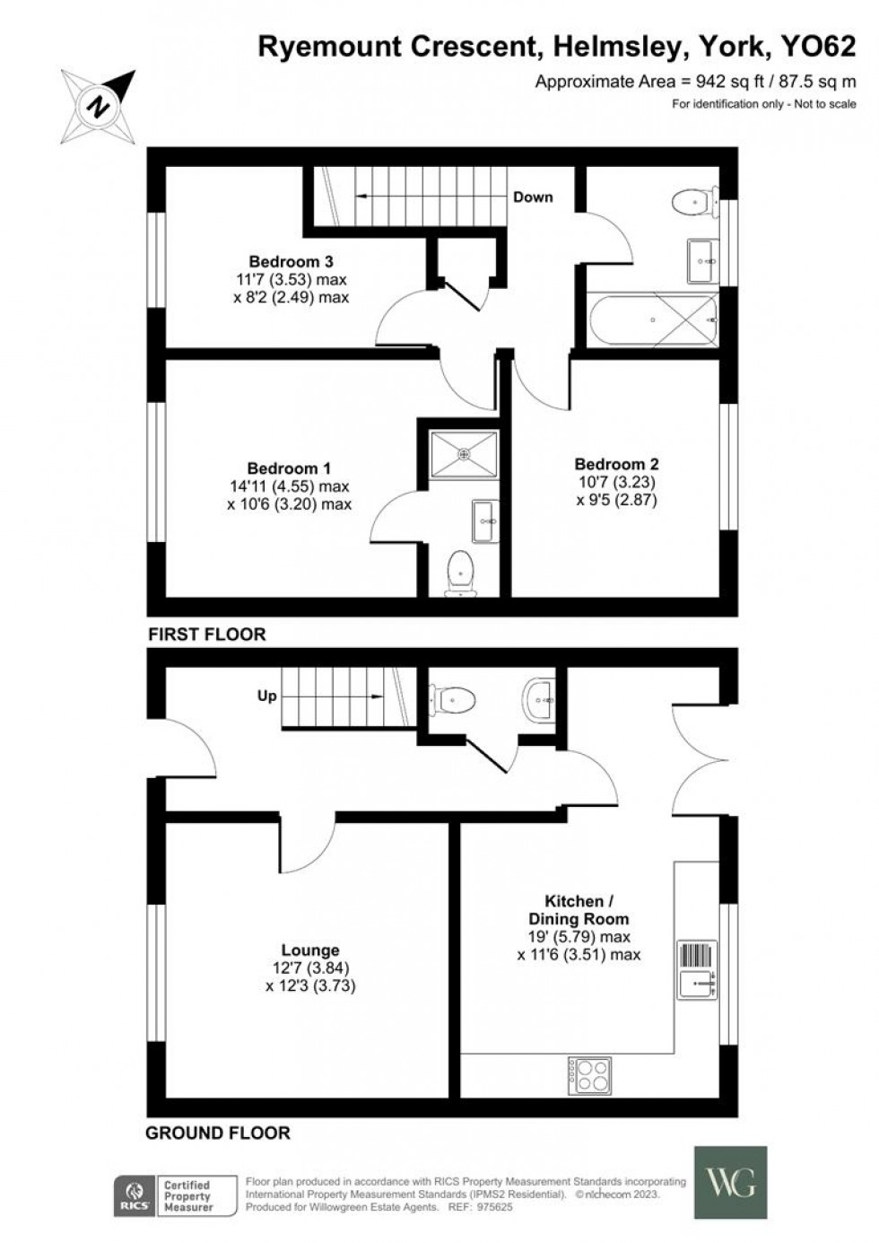 Floorplan for 9 Ryemount Crescent, Helmsley, North Yorkshire, YO62 5FG