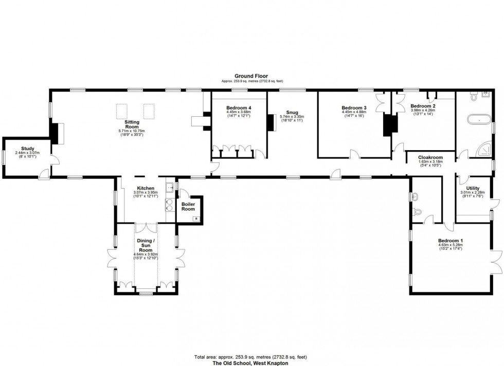 Floorplan for The Old School, West Knapton, Malton, North Yorkshire YO17 8JB