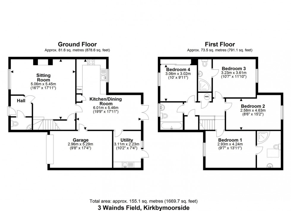 Floorplan for 3, Wainds Field, Kirkbymoorside, York, North Yorkshire YO62 6JG