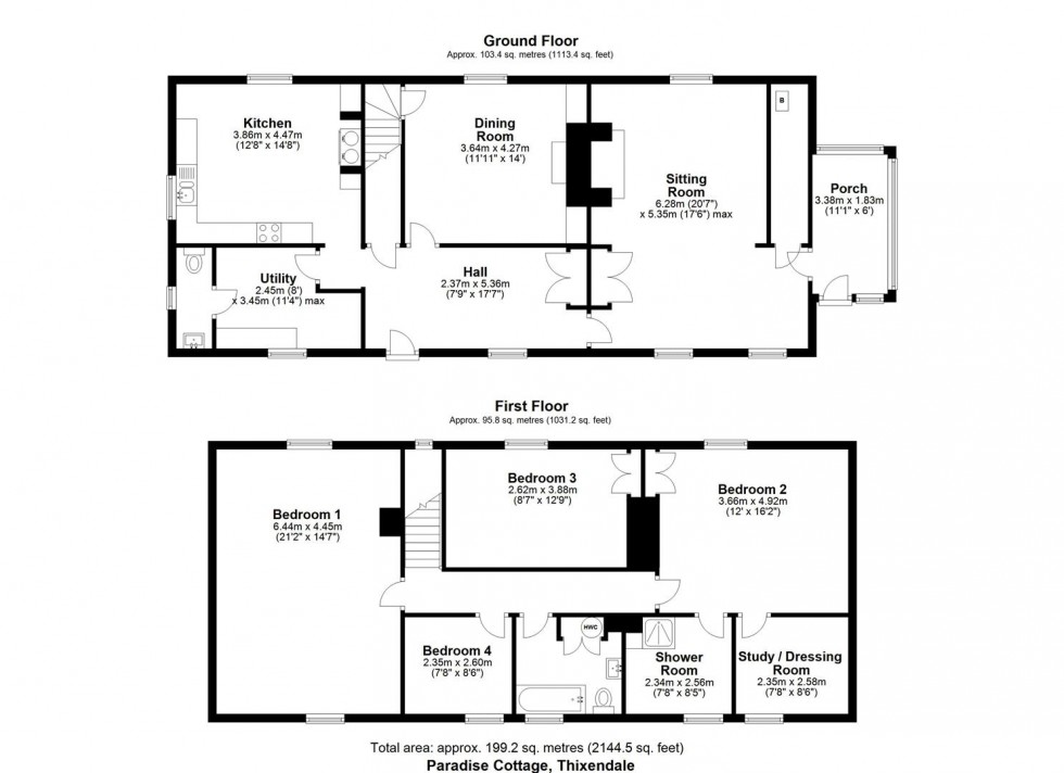 Floorplan for Paradise Cottages, Thixendale, Malton, North Yorkshire, YO25 9SA