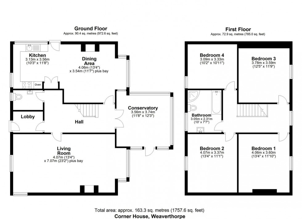 Floorplan for Corner House, Weaverthorpe, Malton, YO17 8ES