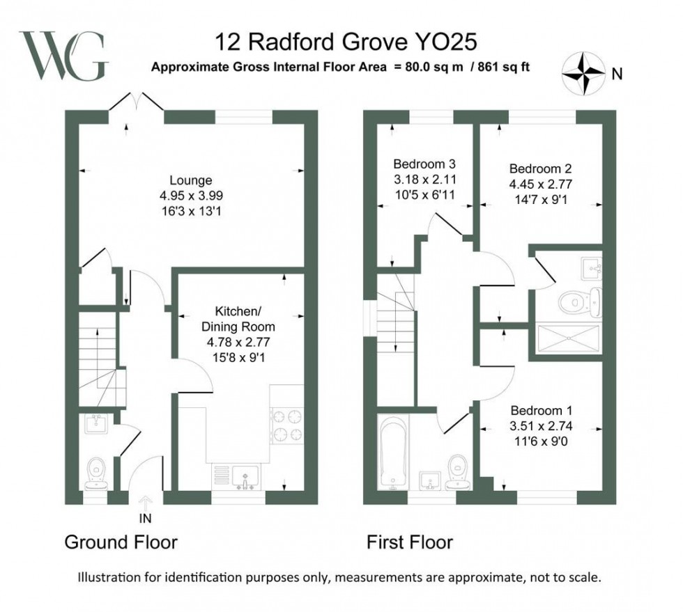 Floorplan for 12, Radford Grove Driffield, East Yorkshire, YO25 5AR