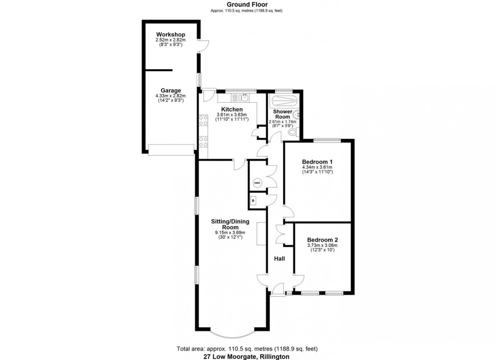 Floorplan for 27 Low Moorgate, Rillington, Malton, North Yorkshire, YO17 8JW