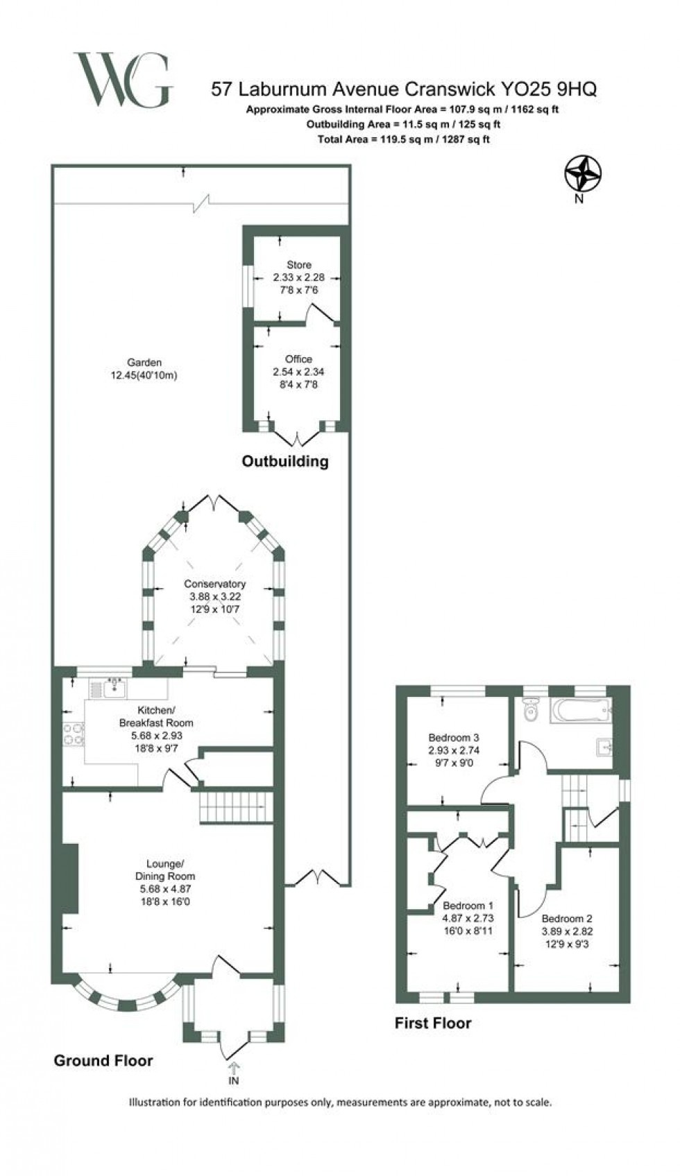 Floorplan for 57 Laburnum Avenue, Cranswick, Driffield, YO25 9QH