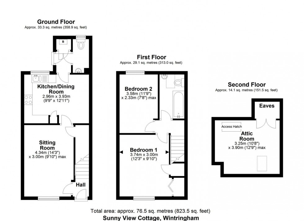 Floorplan for Sunny View Cottage, Wintringham, Malton, North Yorkshire YO17 8HX
