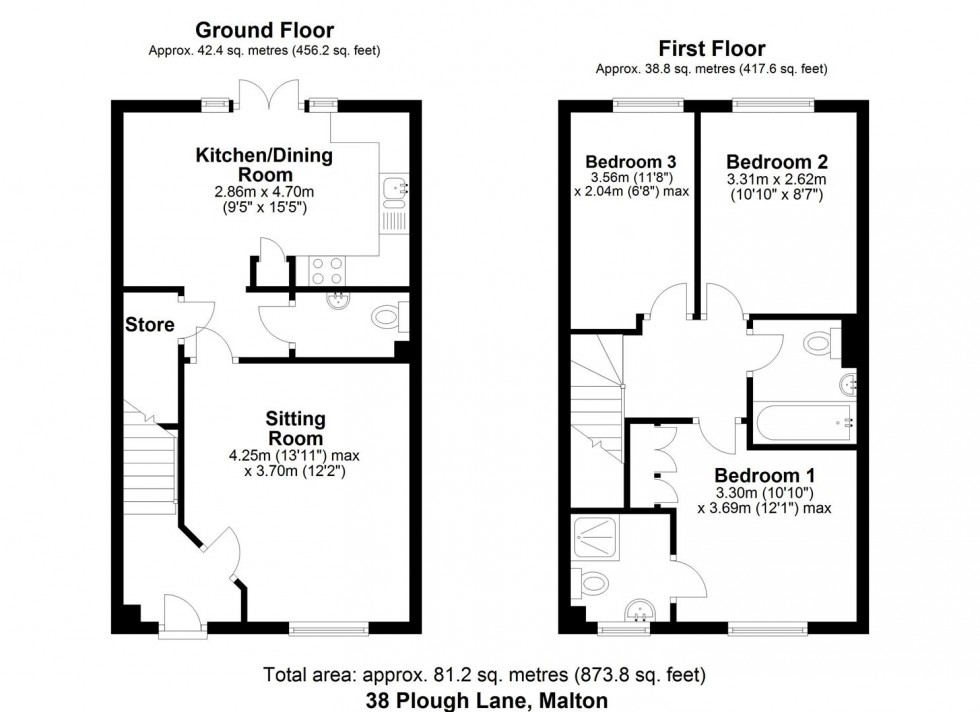 Floorplan for 38 Plough Lane, Malton, North Yorkshire YO17 7AP