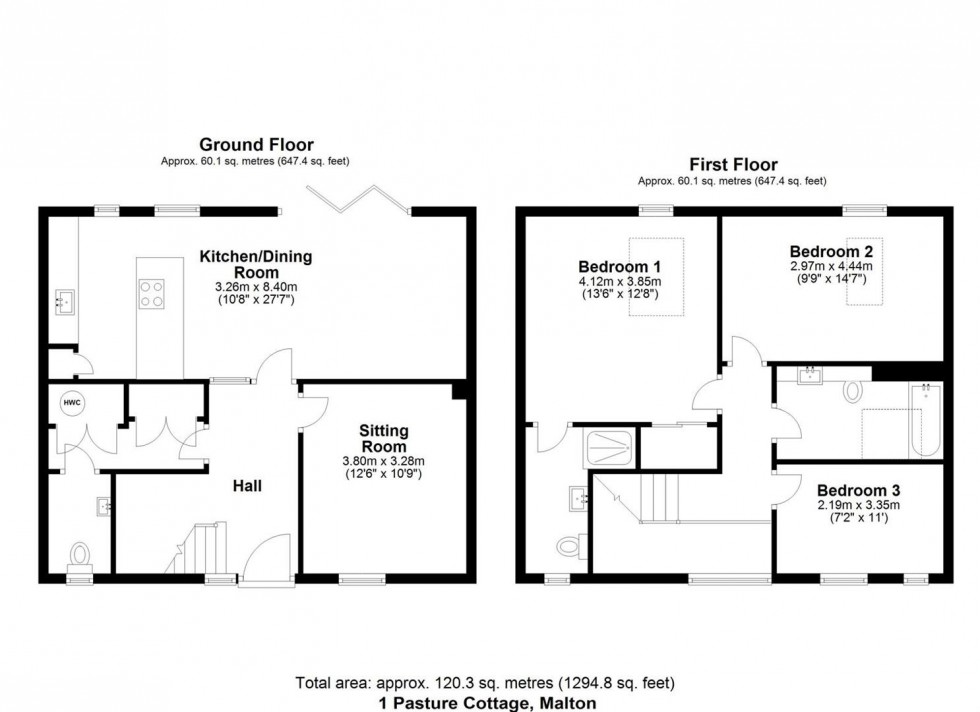 Floorplan for 1 Pasture Cottages, Outgang Road, Malton, YO17 7BR