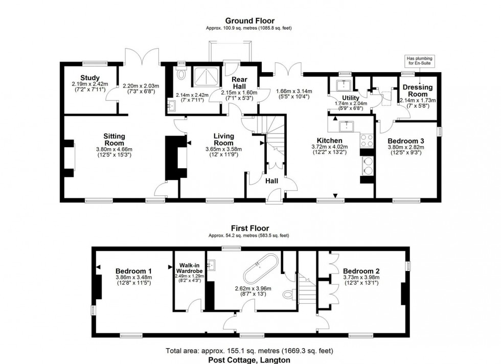 Floorplan for Post Cottage, Langton, Malton, North Yorkshire, YO17 9QP