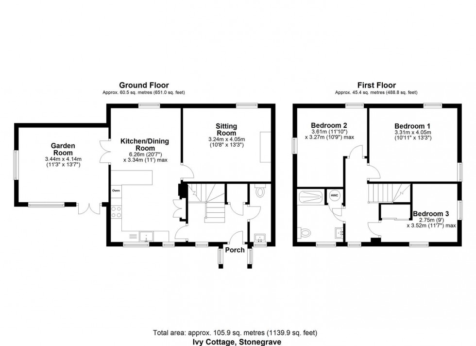 Floorplan for Ivy Cottage, Stonegrave, York, YO62 4LJ