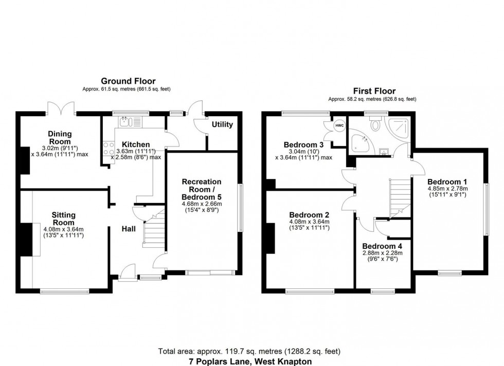 Floorplan for 7 Poplars Lane, West Knapton, Malton, North Yorkshire YO17 6RW