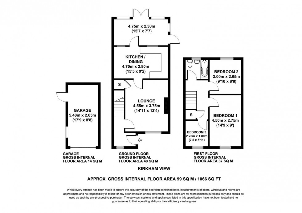 Floorplan for 7 Kirkham View, Westow, North Yorkshire YO60 7NL
