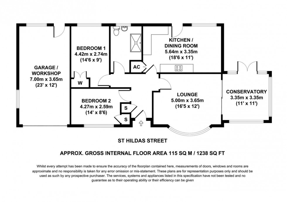 Floorplan for 54A, St Hildas Street, Sherburn, Near Malton YO17 8PH