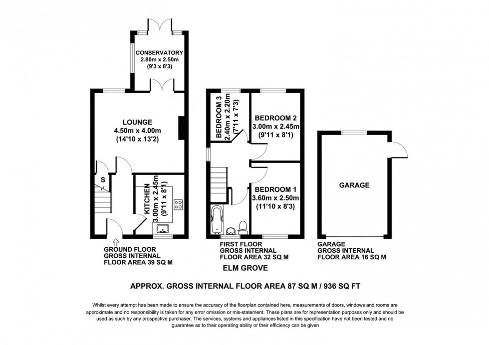 Floorplan for 14 Elm Grove, Sherburn, YO17 8PF