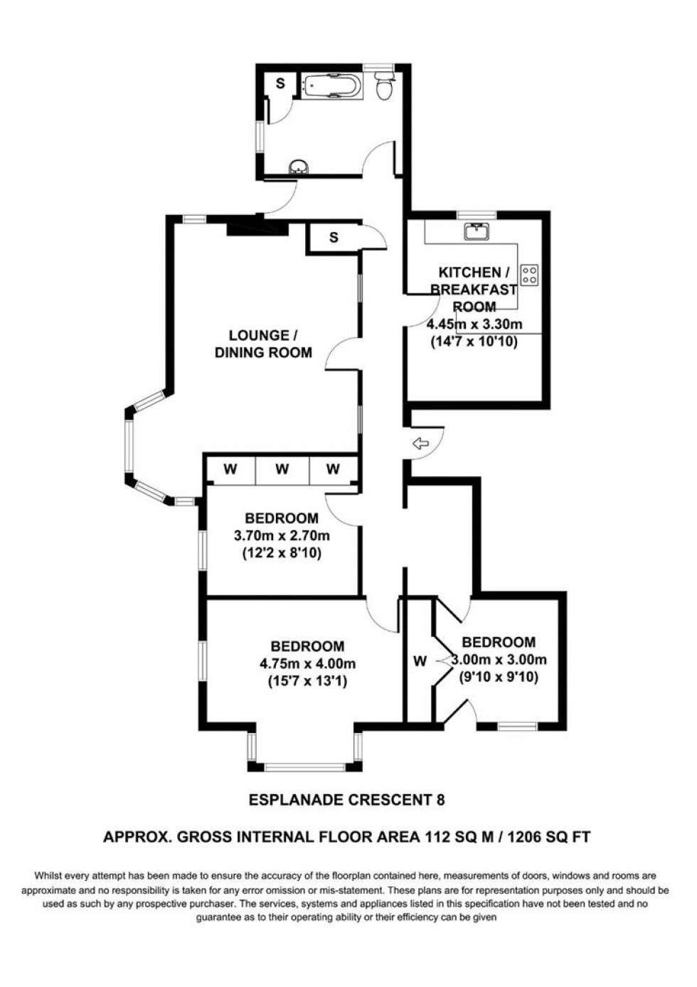 Floorplan for 8 Esplanade Crescent, Scarborough, YO11 2XB