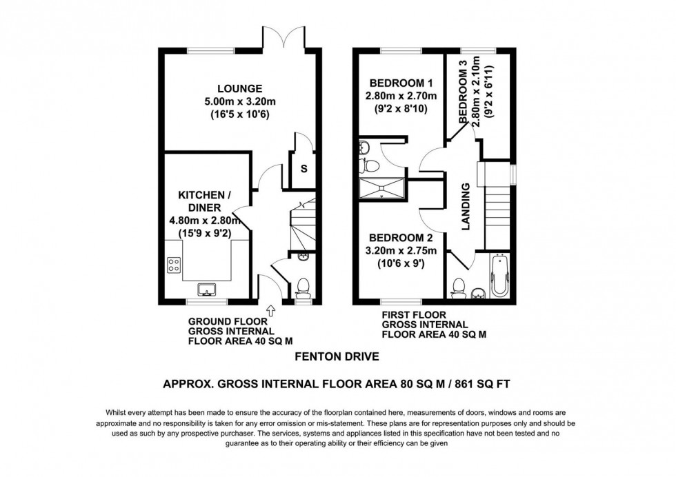 Floorplan for 4 Fenton Drive, West Ayton, Scarborough, YO13 9GY