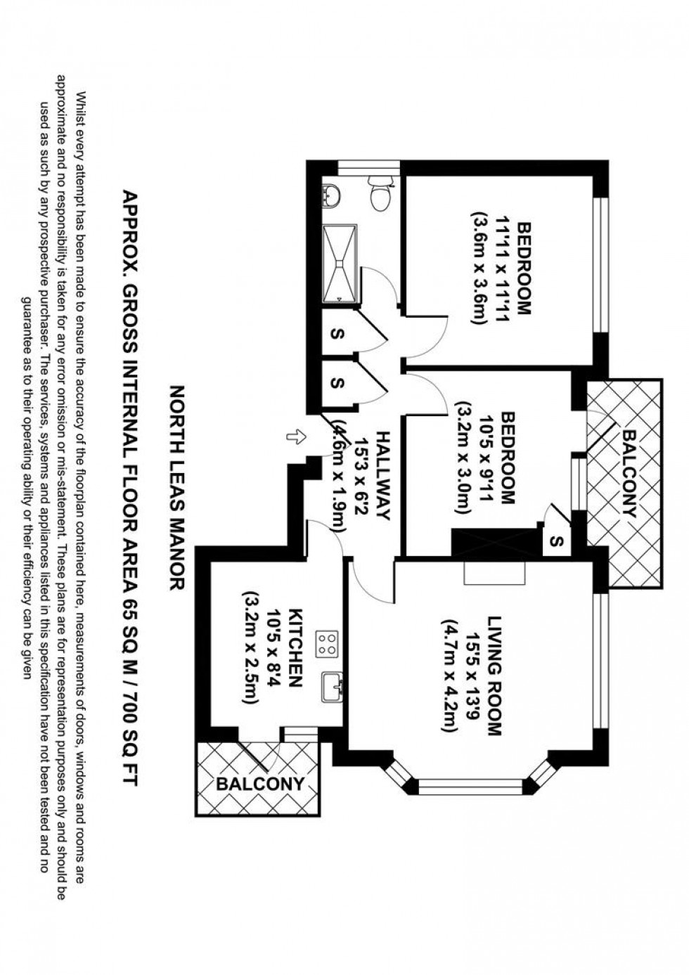 Floorplan for Flat 10, North Leas Manor, Scarborough, YO12 6JJ