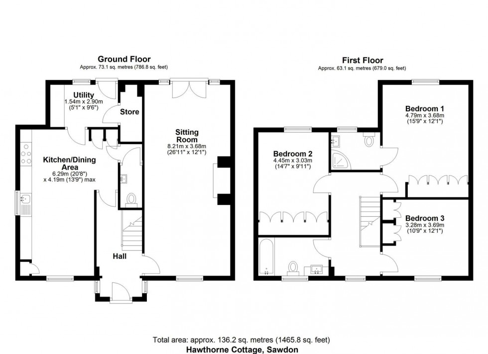 Floorplan for Hawthorn Cottage, Main Street, Sawdon, Scarborough, YO13 9DY