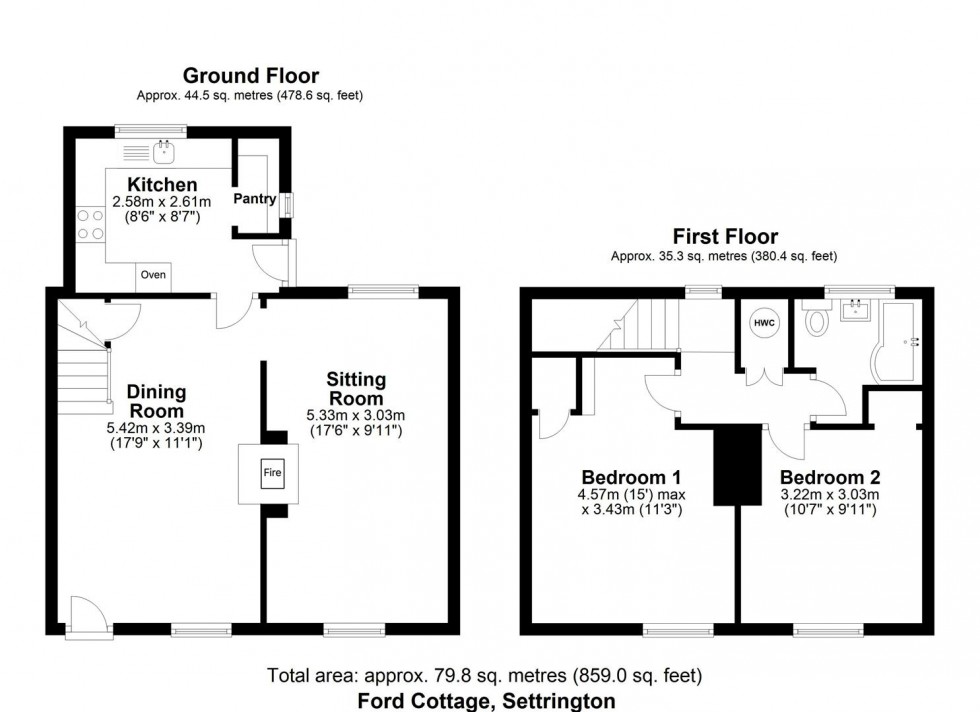 Floorplan for Ford Cottage, Settrington, Malton, North Yorkshire YO17 8NP