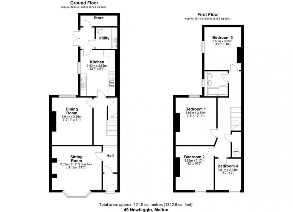 Floorplan for 49 Newbiggin, Malton,YO17 7JE