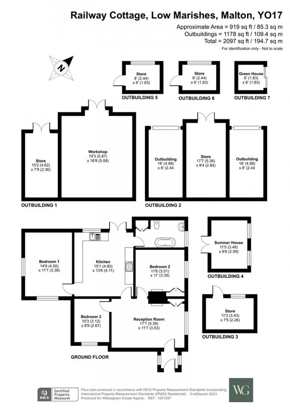 Floorplan for Railway Cottage, Low Marishes, Malton, North Yorkshire, YO17 6RJ