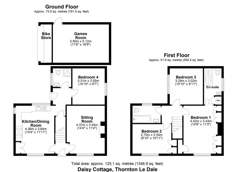 Floorplan for Daisy Cottage, Church Lane, Thornton-Le-Dale, Pickering, North Yorkshire YO18 7QL