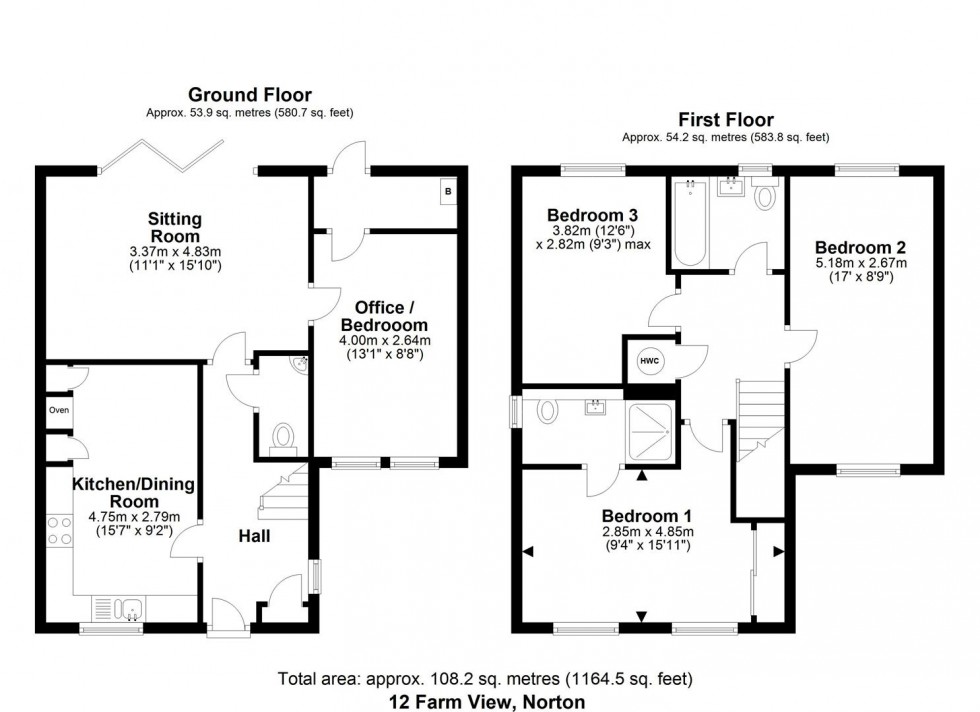 Floorplan for 12 Farm View, Norton, Malton, YO17 9BF