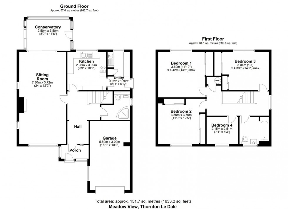 Floorplan for Meadow View, Church Lane, Thornton-Le-Dale, Pickering, North Yorkshire YO18 7QL