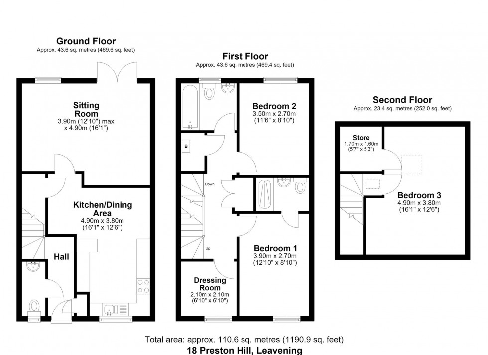 Floorplan for Preston Hill, Leavening, YO17